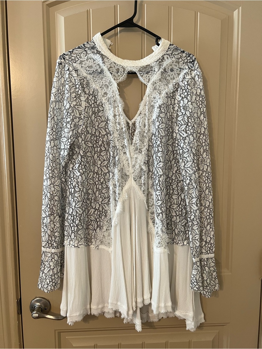 Free People White Tell Tale Lace Tunic